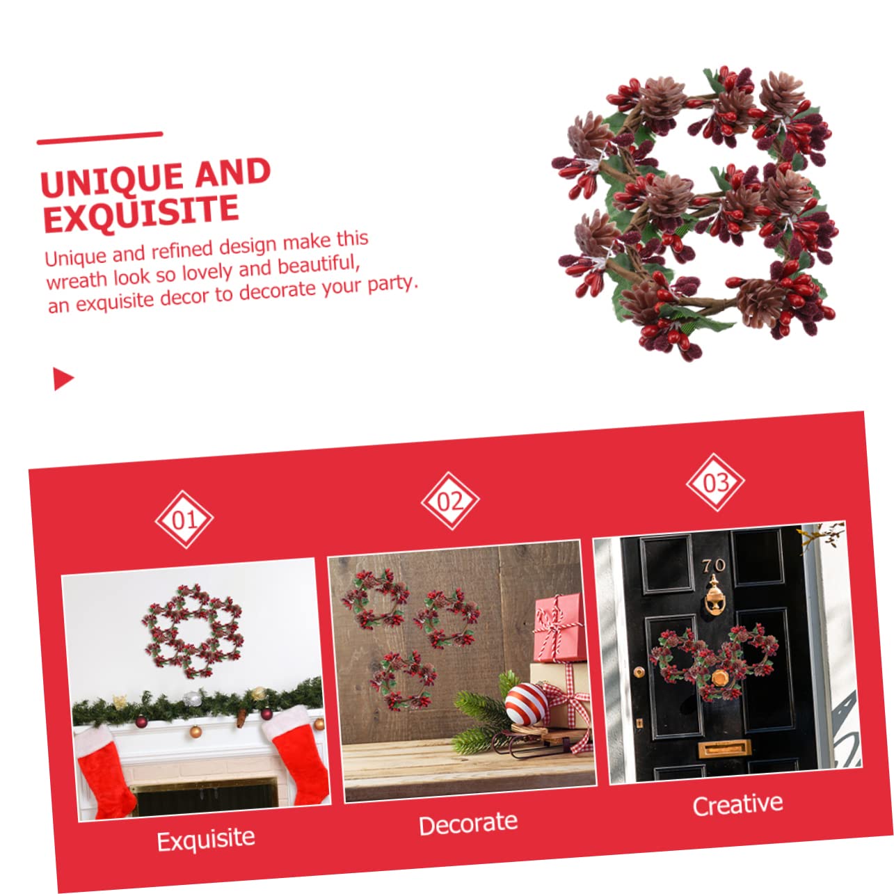 PRETYZOOM 10 STK Kranz Weihnachtskerzenkränze Ringe Weihnachtsgirlande Weihnachtskerzenständer Weihnachtsschmuck Stumpenkerze Weihnachtliche Mittelstücke Für Tische Kerzenringe Stoff