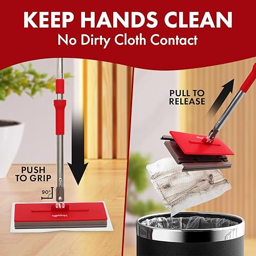 Miniatura 3 de Mopplex - Trapeador de piso con fácil fijación de hojas, incluye 10 hojas desechables, limpiador de mopa eficiente para madera dura y todas las