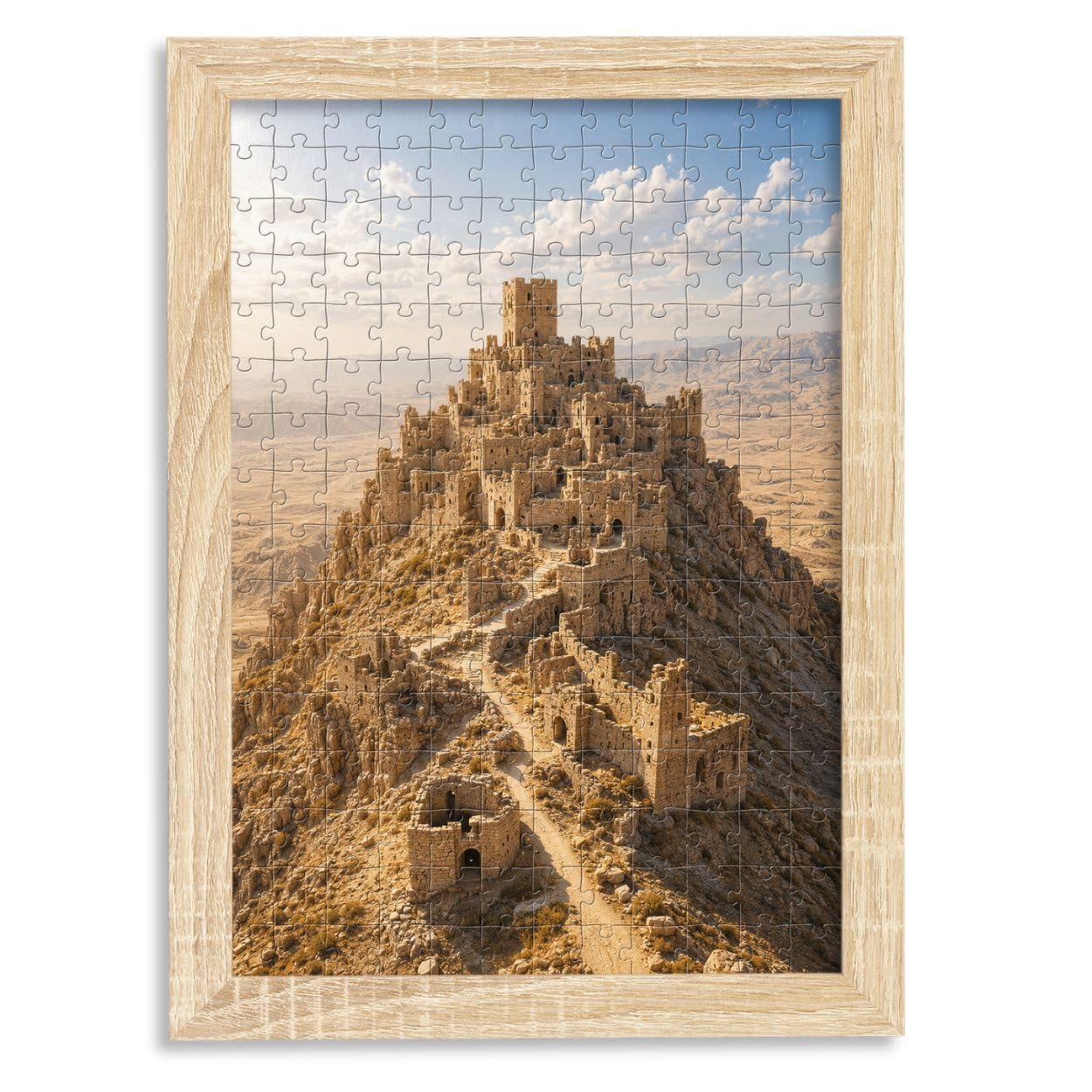 CLAMARO 'PUZZLED' Puzzle Frame for 60 x 80 cm Puzzle - Puzzle Picture Frame in Sonoma Oak Decor - Picture Frame with 30 mm Wide MDF Wood Frame Including Acrylic Glass and Back Panel