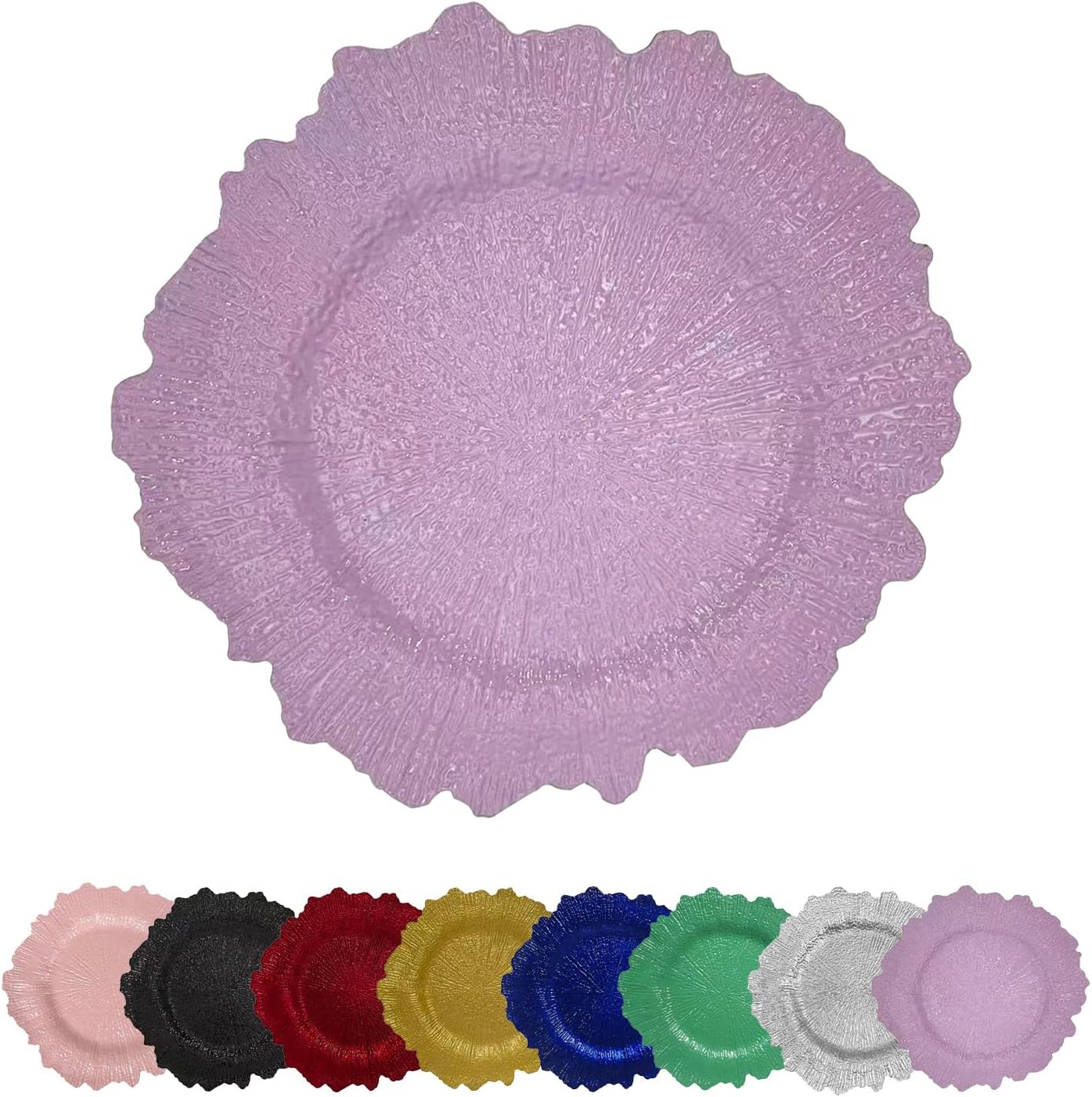 13 Inch 12pcs Reef Charger Plates – Elegant Decorative Dinner Plates for Wedding, Holiday Parties, and Formal Dining–Stylish Table Decor for Festive Celebrations (Purple-12XH)