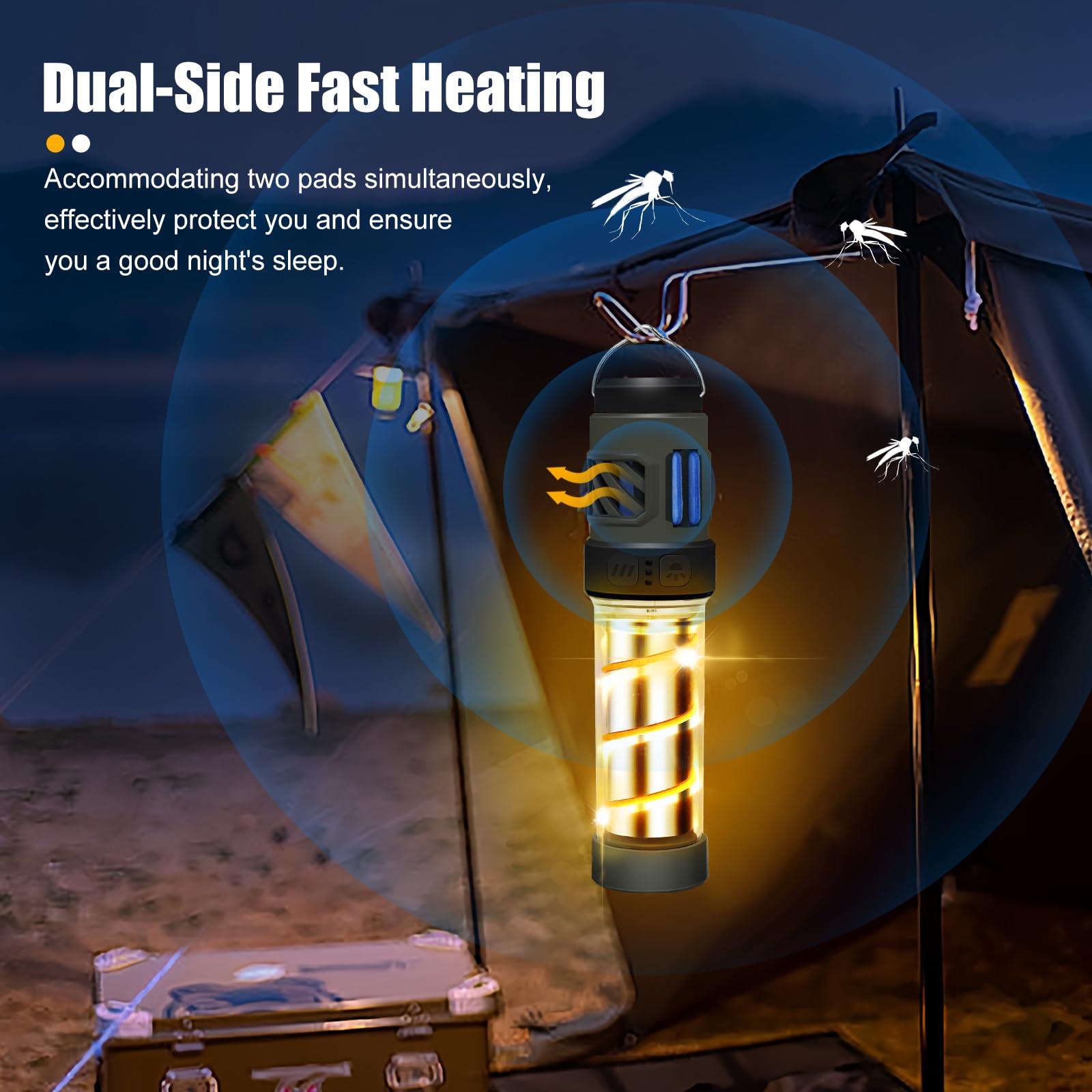 ???????????????????????????????? ????????????????????????????????????,Buzz Defense Portable, Rechargeable Flashlight&Lantern Camping Lights with Dual-Heating,Magnetic Design, Buzz Repel Lantern Light for Patio Camping, 6 Refills