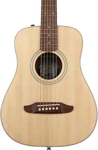 Fender Redondo Mini Acoustic Guitar, Natural, Rosewood Fingerboard, with Gig Bag