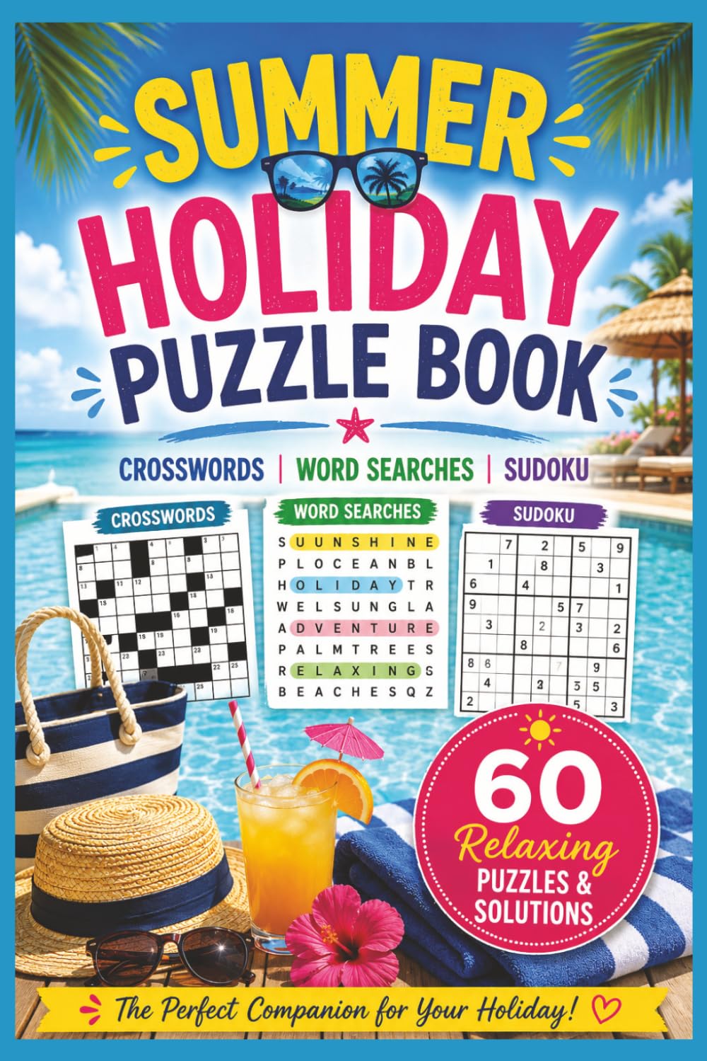 Holiday Multi Puzzle Book: Word Search, Crossword and Sudoku puzzles |6x9 inches, 120 pages|60 puzzles...Gift, Holiday, Relaxation (Word Searches, Puzzles and Crosswords)