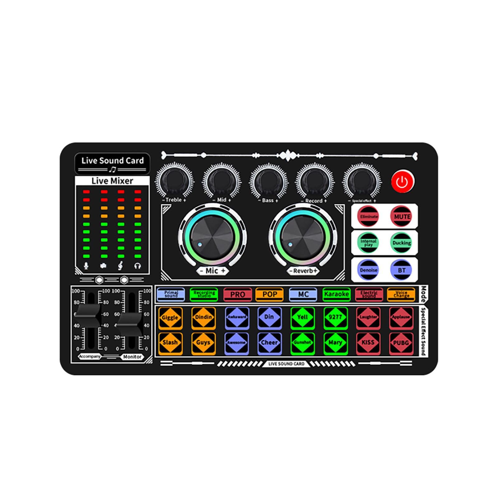 F999 Podcast Apparecchiature di Registrazione Mixer Voce Live Sound Card DJ Audio Bluetooth