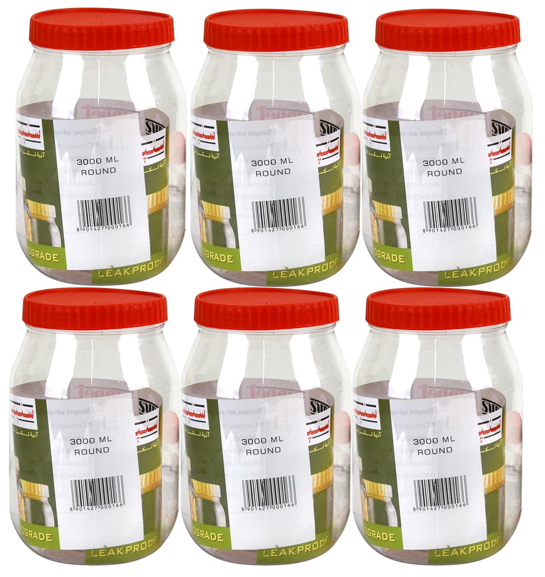 P.E.T. Jars, Food safe, Clear Food Storage Containers. (6x 3000ml)