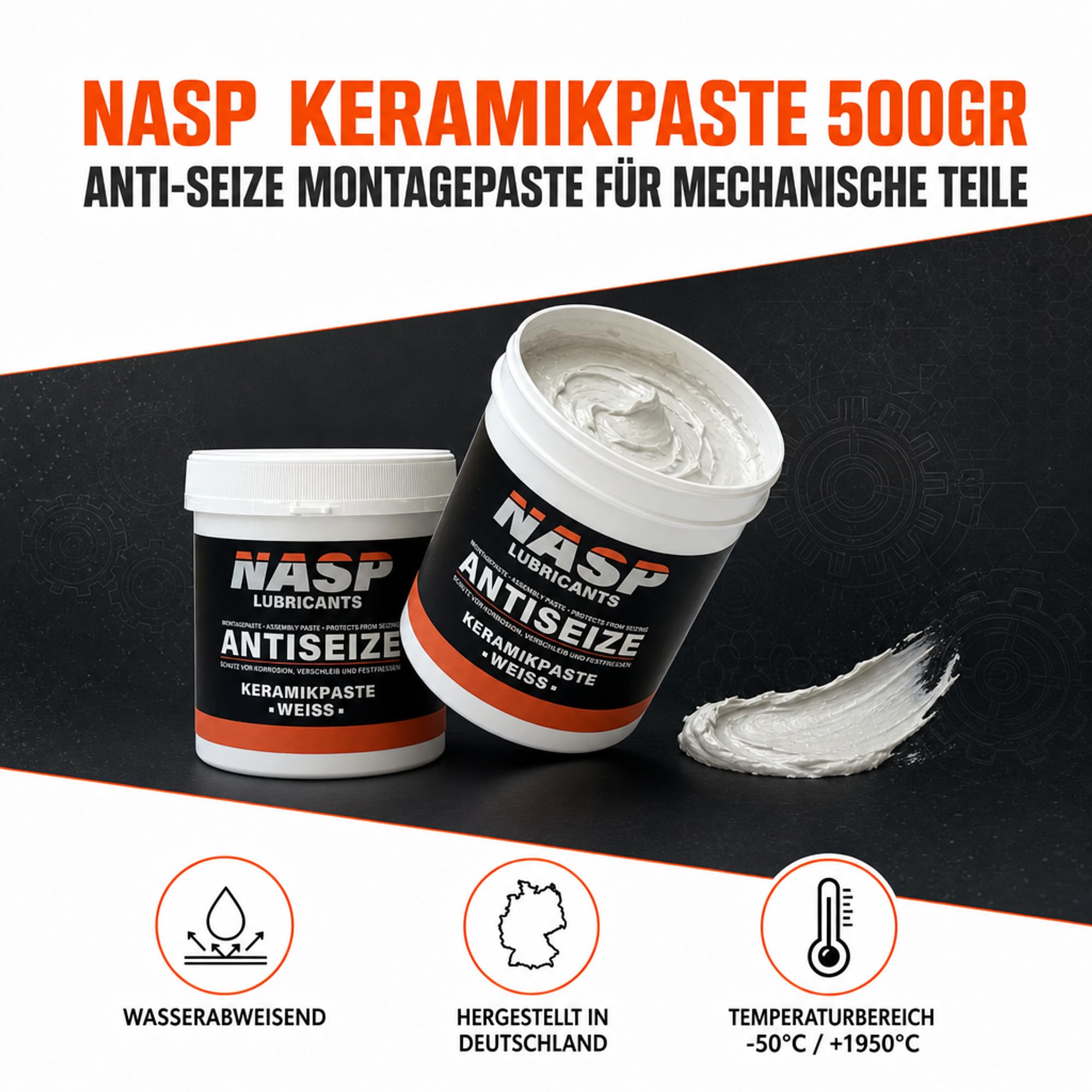 NASP Ceramic Paste 500 g | Anti-Seize Metal-Free mounting Paste Heat-Resistant Against Corrosion Seizure
