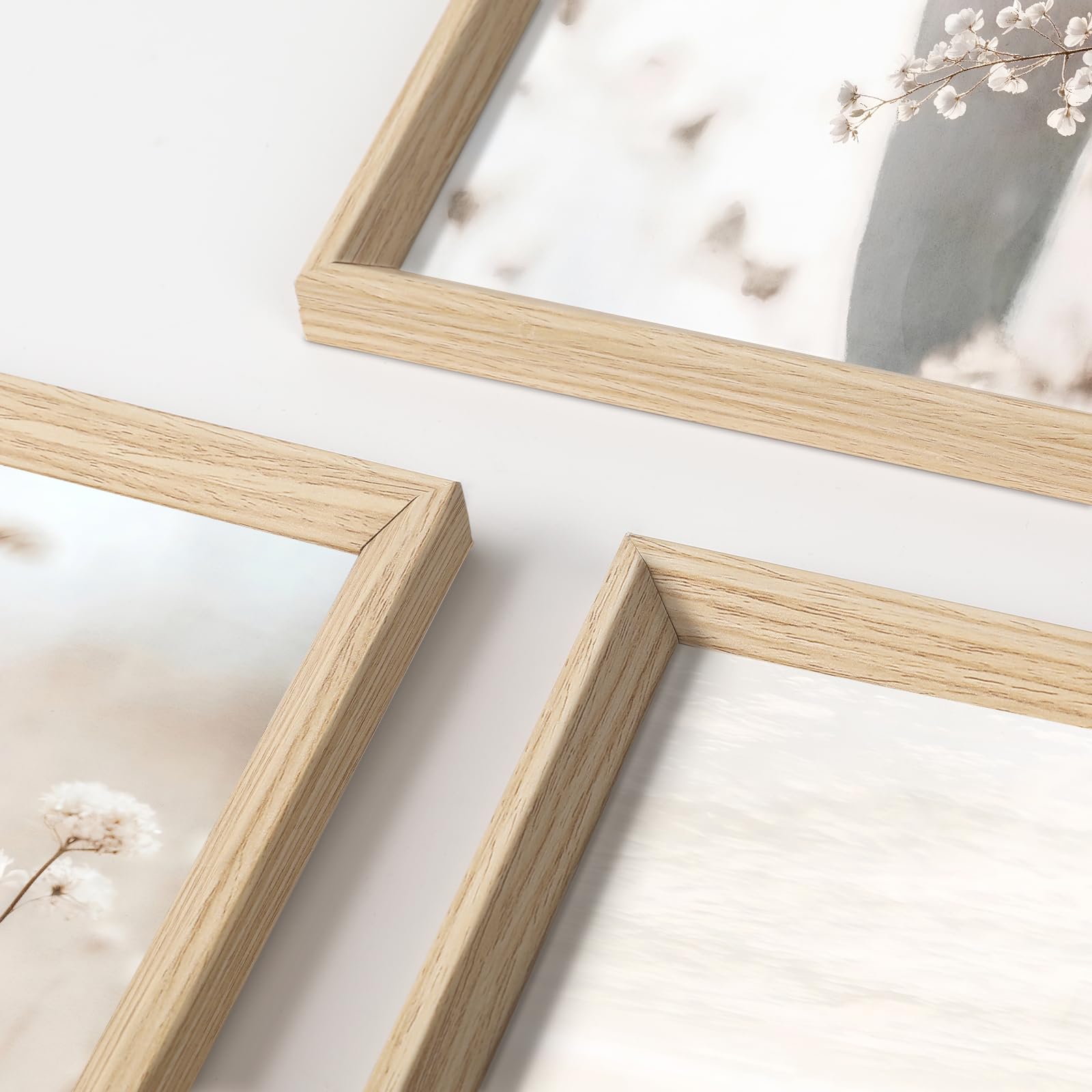 WENGTIAO Obraz na płótnie oprawiony, boho beżowy krajobraz obraz dekoracja ścienna, minimalistyczne kwiaty plaża przybrzeżna malarstwo do dekoracji ścian salon dekoracja domu sypialnia 40x60cmx3