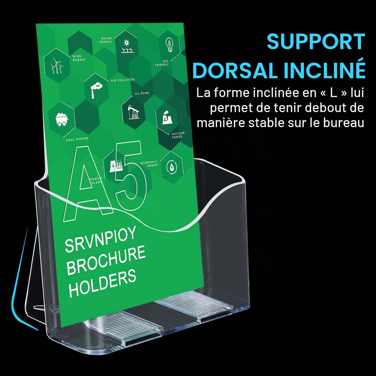 Lot de 2 Porte-Brochures en Acrylique A5, Transparent Présentoir Brochure A5, Porte Flyer Document, Support Flyer pour Boutique, Bureau, Restaurant, Réception