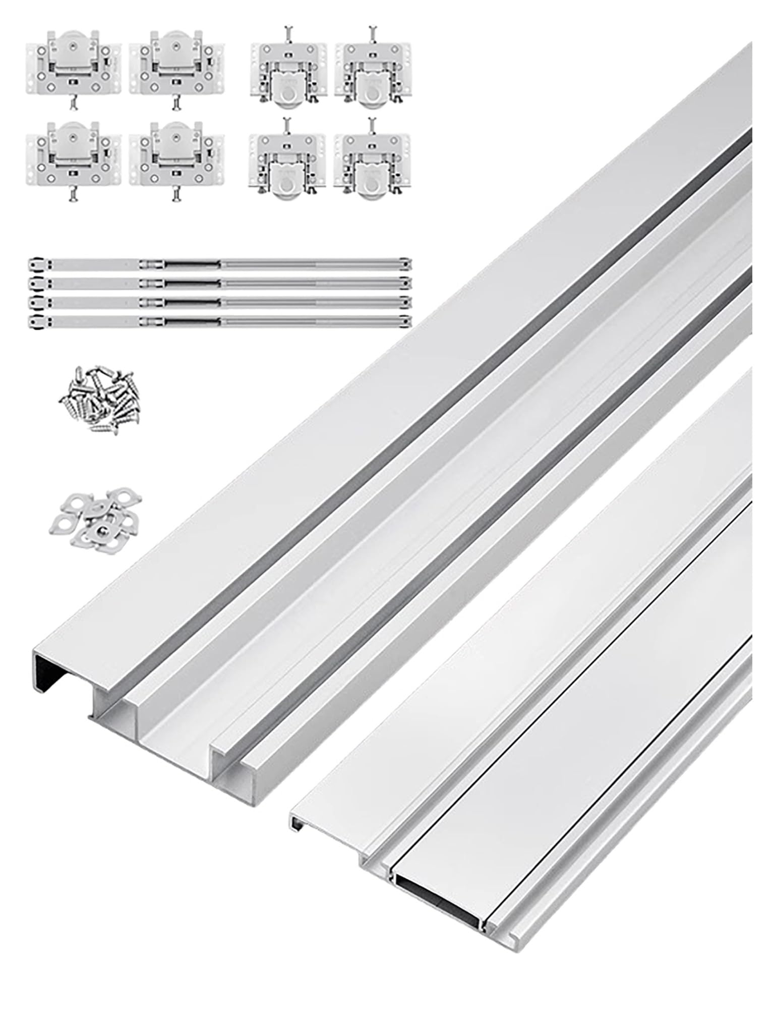 Okucia do drzwi harmonijkowych, Zestaw aluminiowych prowadnic do drzwi przesuwnych z tłumieniem(200cm/78.7in-Two doors)