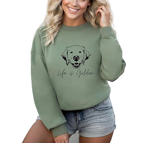 Miniatura 9 de Golden Retriever Mama Women's Long Sleeve Crewneck Dog mom Sweatshirt Golden Retriever Mama Print Graphic Shirts Pullover Tops