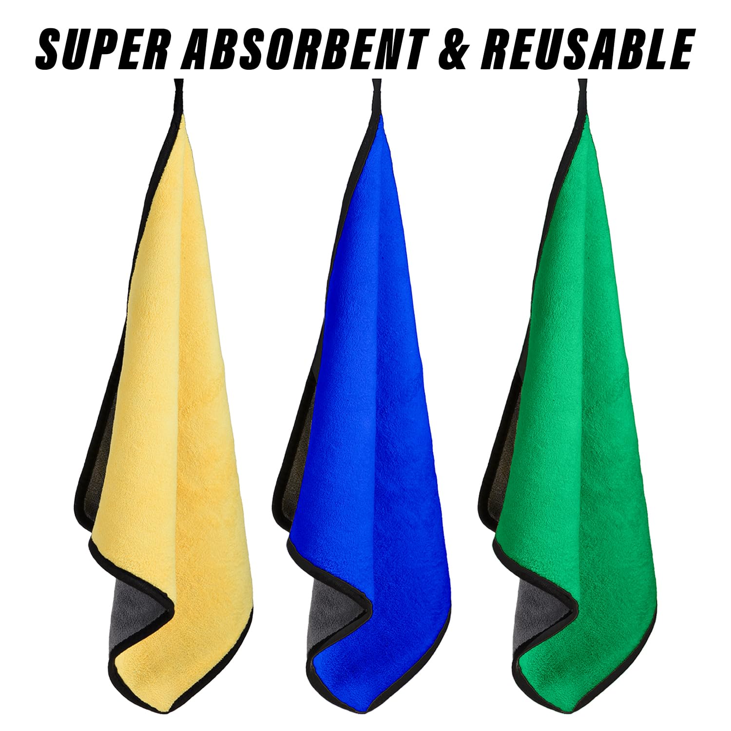 Urbane Home Cleaning Towel | Reusable Cleaning Cloths for Kitchen | Duster Towel for Home Cleaning | 400 GSM Cleaning Cloth Towel with Hanging Loop | 40x60 | Pack of 2 | Multi 3