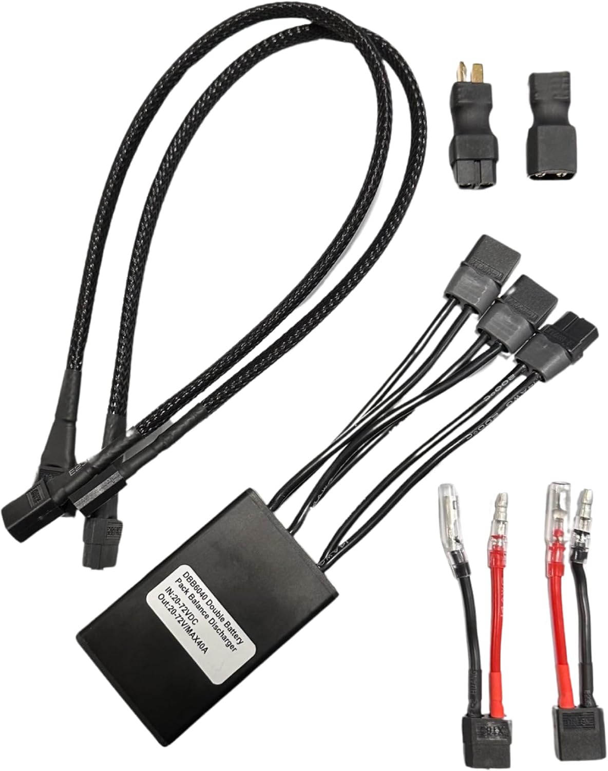 ElectricAllWheel Universal Dual Battery Discharge Balancer Kit (40A)(Bullet, T-Plug, XT60) for 500W and 750W E-Bike (Max Current 40Amp) (40A), black