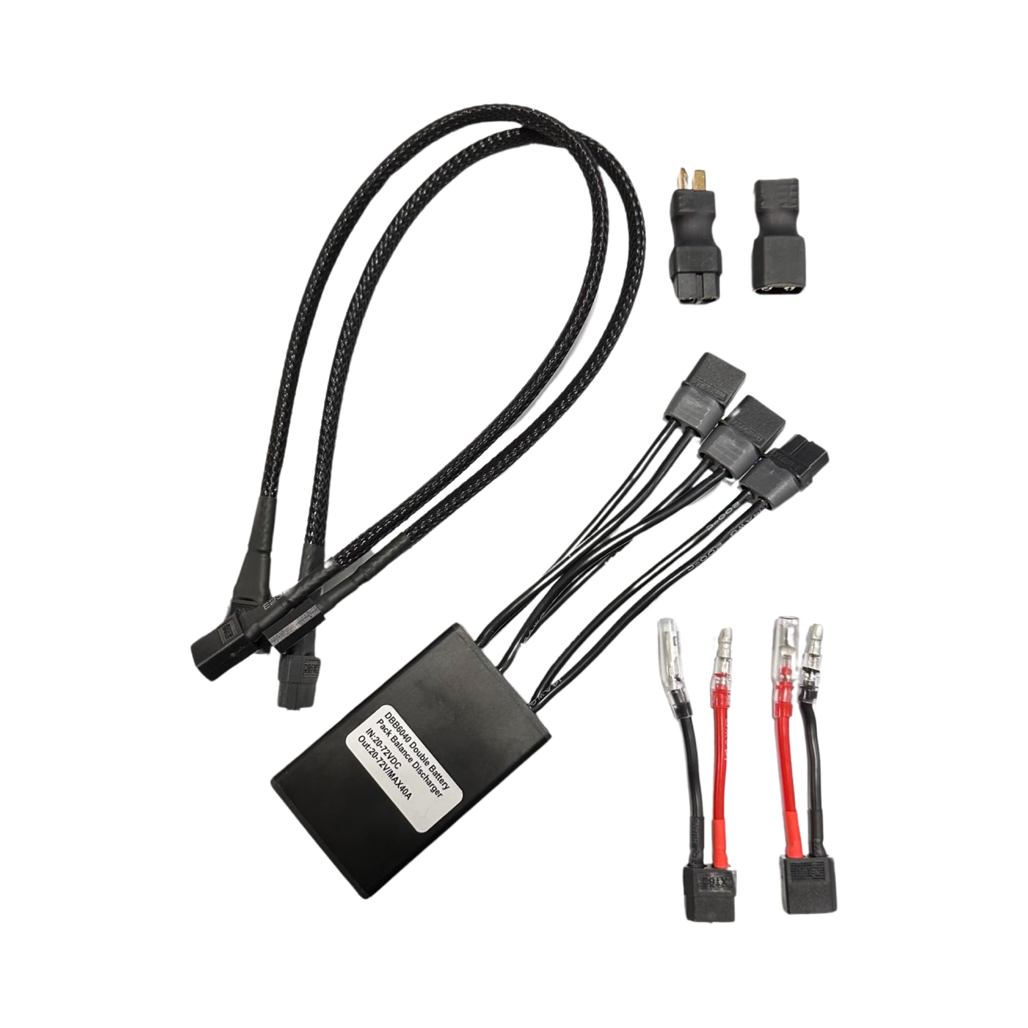 ElectricAllWheel Universal Dual Battery Discharge Balancer Kit (40A)(Bullet, T-Plug, XT60) for 500W and 750W E-Bike (Max Current 40Amp) (40A), black