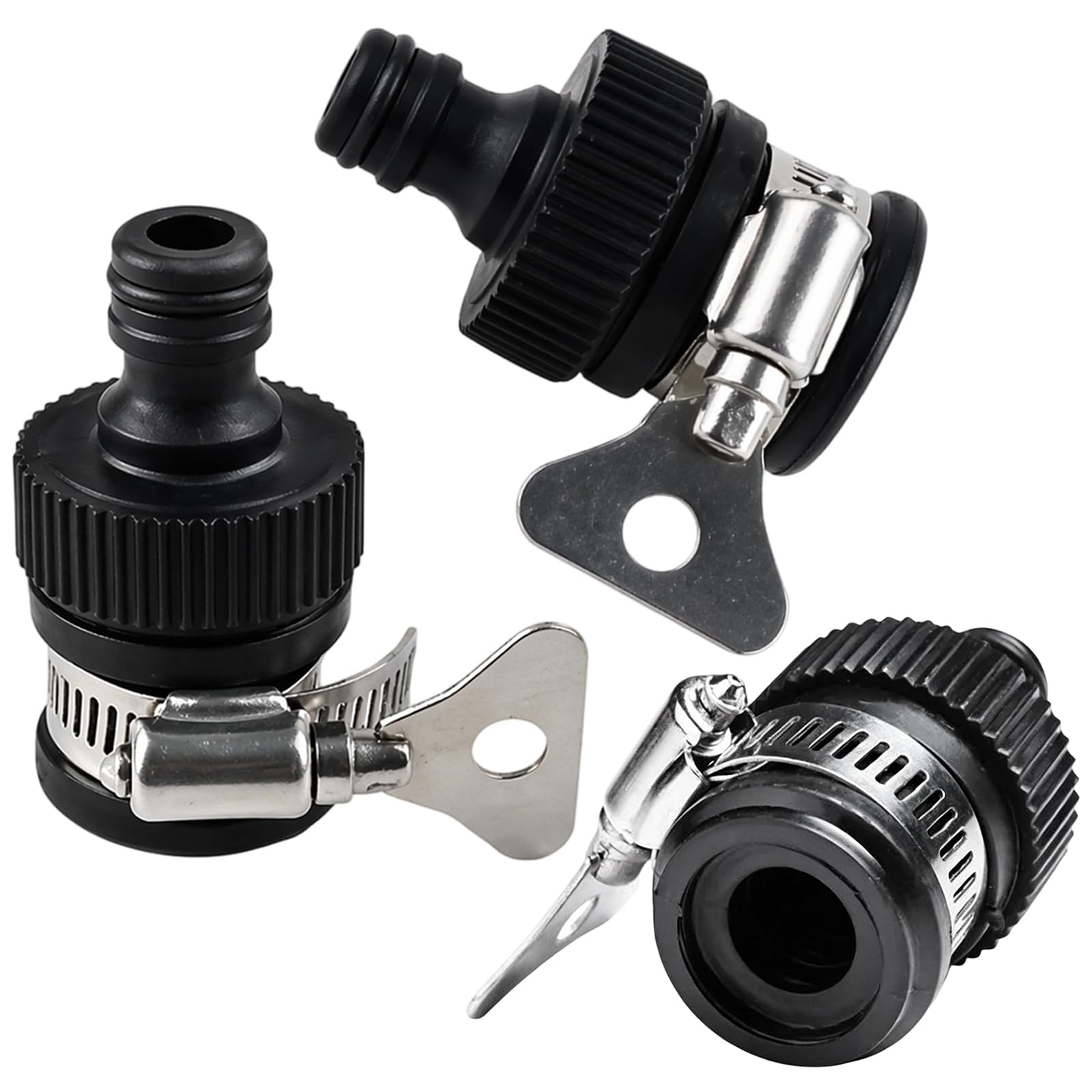 3PCS Hosepipe Tap Connector, Universal Tap Connector for Garden Irrigation Setup and Mobile Water Supply Connection, Black Hose Pipe Tap Connector