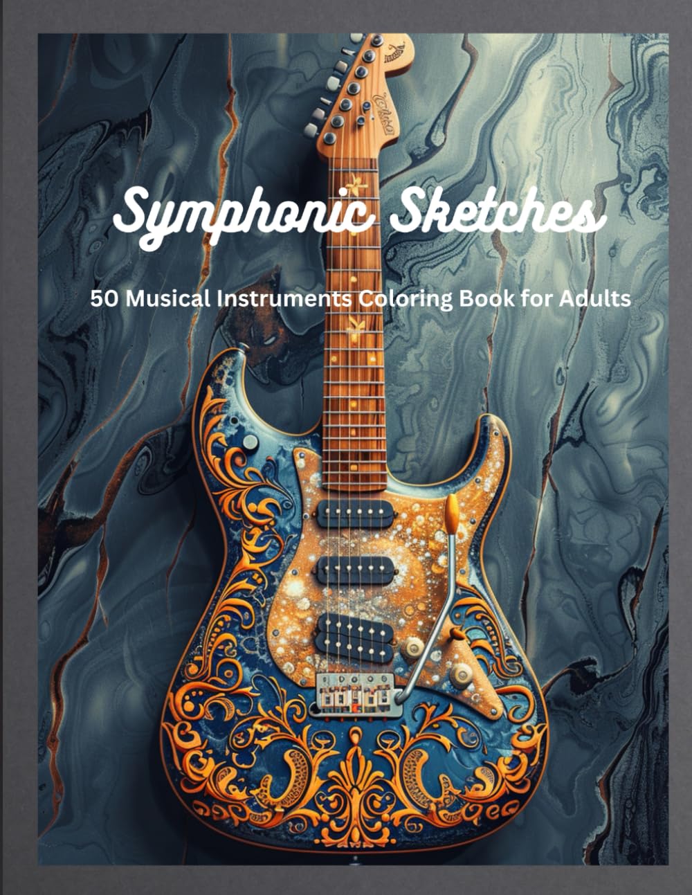 Symphonic Sketches: 50 Musical Instruments Coloring Book for Adults. Featuring exquisitely detailed musical instruments illustrations for stress ... with bold and clear lines for easy coloring.