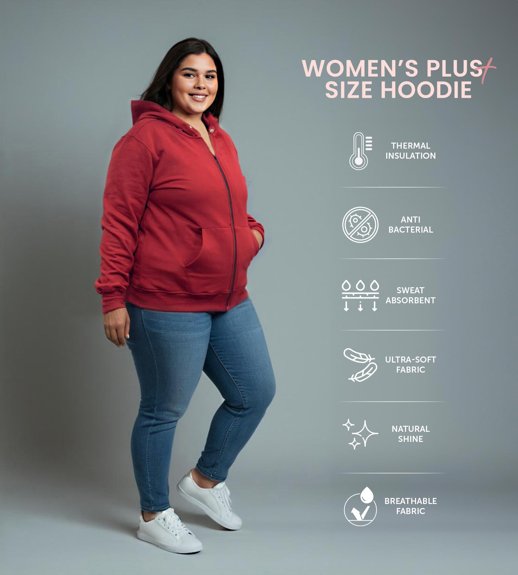 Freecultr Women's Plus Size Fleece Zipper Hoodie Jacket Pack of 1 4XL Black 4