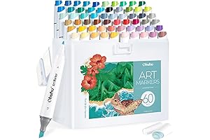 Ohuhu Slim Double-Tipped Art Markers, 60 Vibrant Colors For Sketching, Coloring & Drawing