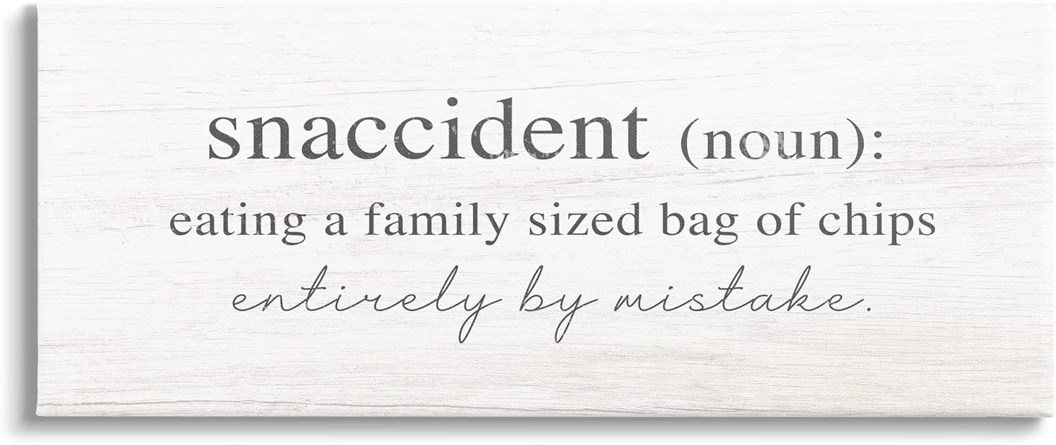 Stupell Industries Snaccident Definition Funny Kitchen Canvas Wall Art, Design by Lil' Rue 40L" x 17W"