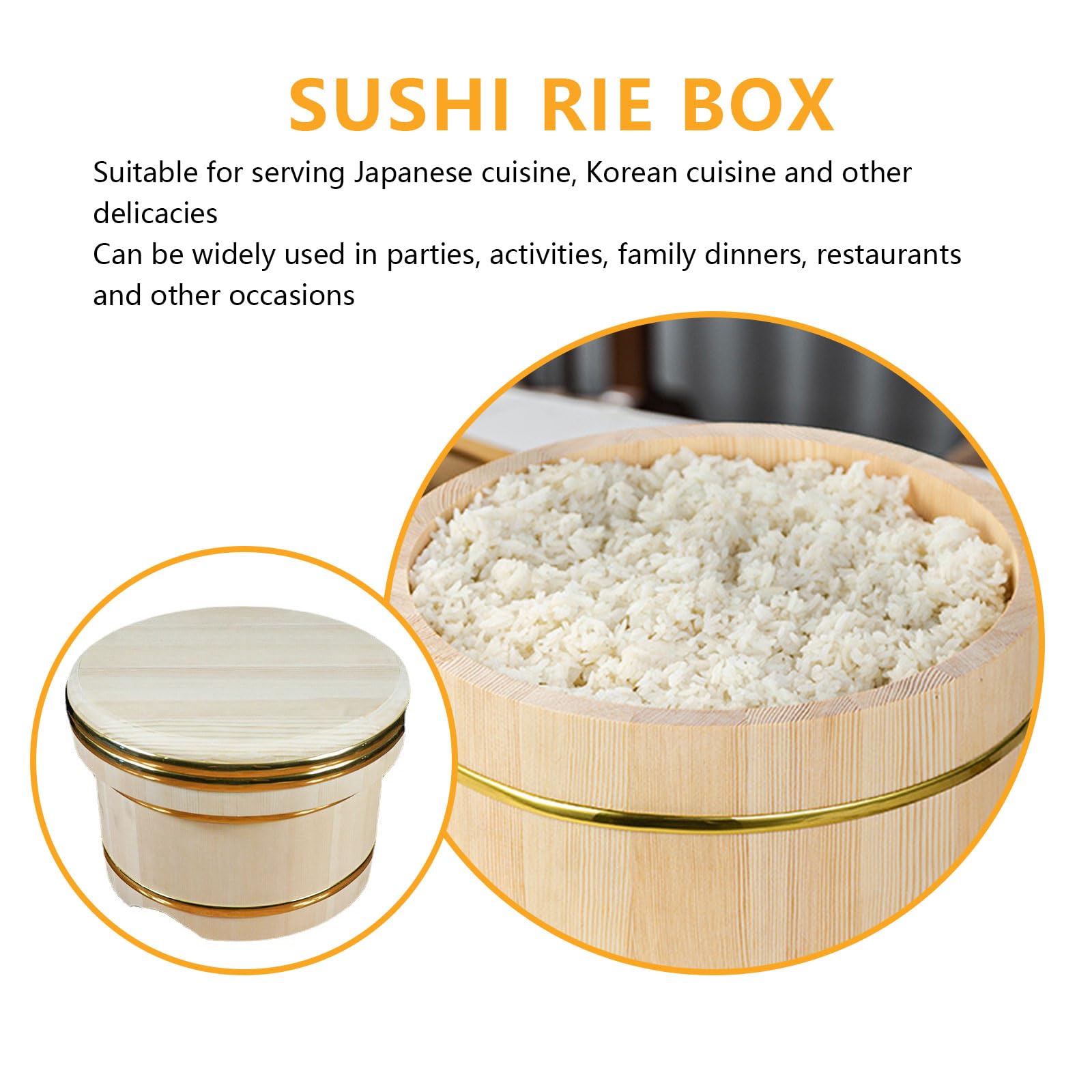 Drewniana miska do ryżu do sushi, beczka do robienia ryżu, beczka do robienia sushi z pokrywką, pojemnik na żywność do restauracji, domu, mała