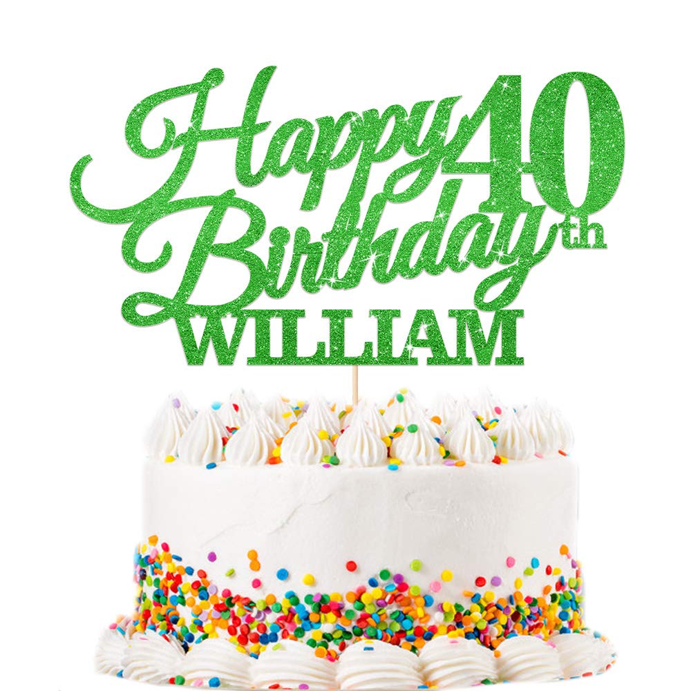 EDSG Personalised Happy Birthday Cake Topper - Custom with Any Name Any Age 16th, 18th, 21st, 30th, 50th, 60th, 80thοΌ 90th Cake Decoration - Multicolours Double Sided Glitter Paper Hand Finished in UK