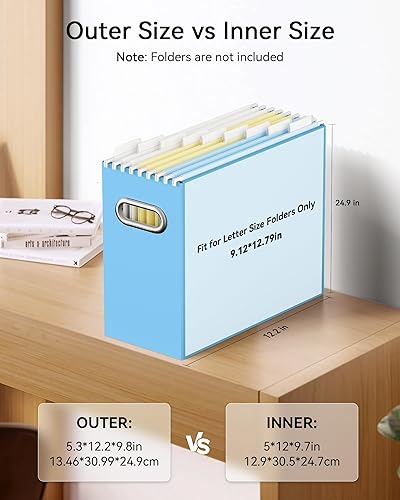 Vista 20 de Oterri - Organizador de archivos, caja de almacenamiento pequeña, organizador de cartón, caja plegable para colgar carpetas, tamaño carta