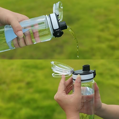 Miniatura 6 de Tritan Botella de agua transparente Botella de agua deportiva de 32 onzas sin marcas Botellas de plástico reutilizable a prueba de fugas para la