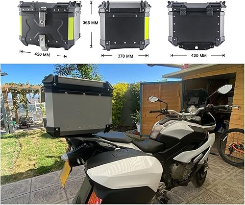 Miniatura 2 de SHABOZ Maletín de motocicleta, caja trasera de motocicleta, caja de almacenamiento universal de aluminio para B-M-W R1250GS para Hon-da CRF1000L