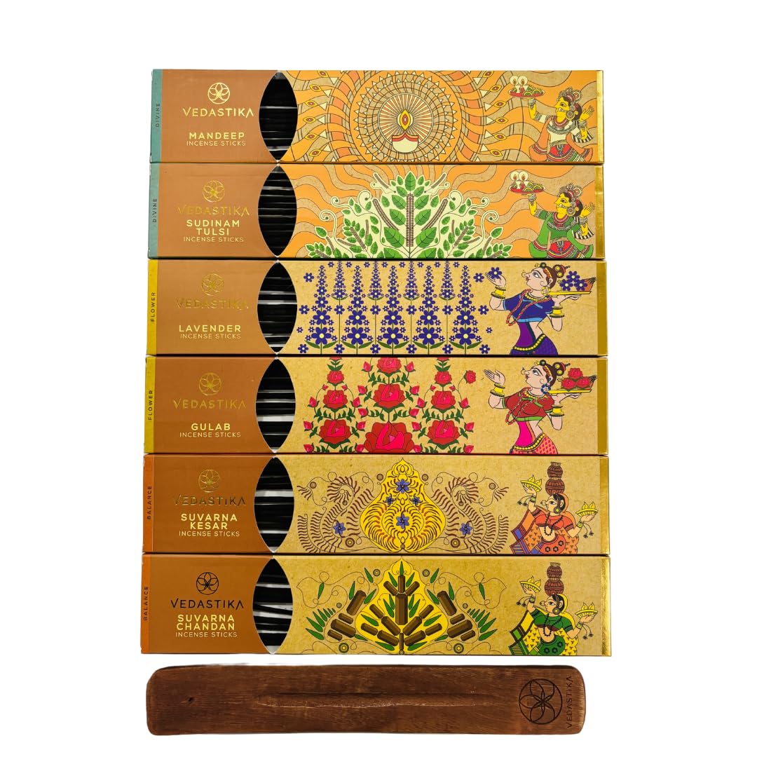 VEDASTIKA Best Premium Fragrance Long-Lasting Charcoal Free Incense Sticks Non-Allergic 120 Handmade Agarbatti for Pooja n Meditation with Burner Stand_Pack of 6 (B0D1FVKYJ9) Amazon Price History, Amazon Price Tracker