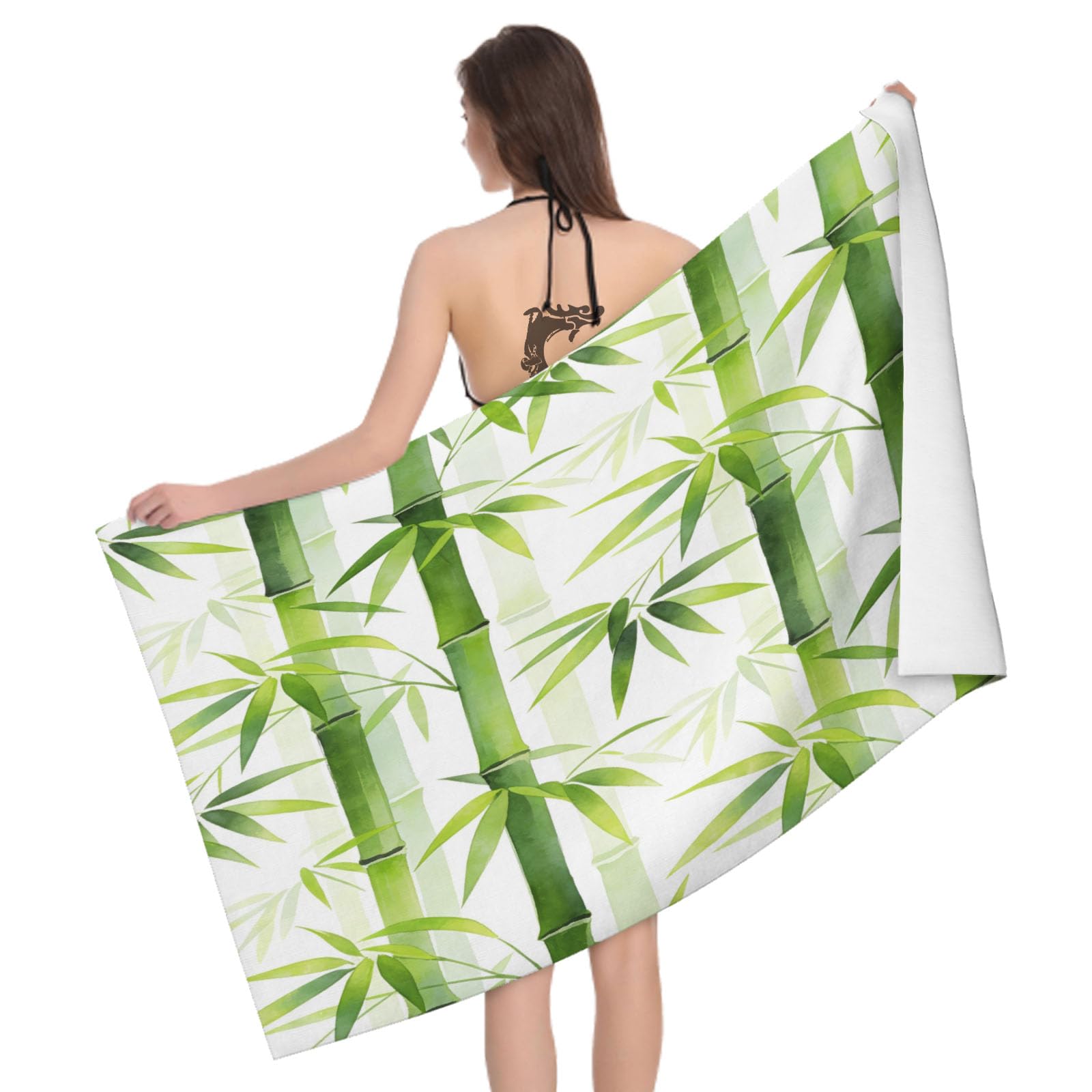 Leichong 3D Bamboo Beach Towel Large Microfiber Soft Quick Dry for Adults, Cartoon Bath Towel Lightweight Soft Absorbent for Travel Swimming Pool Sports, 80 x 160 cm
