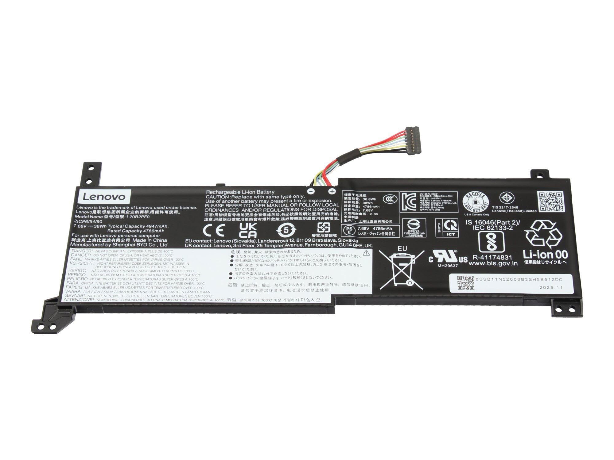 Lenovo L20L2PF0 Original Batterie 38Wh (2 cellules 7.68V)