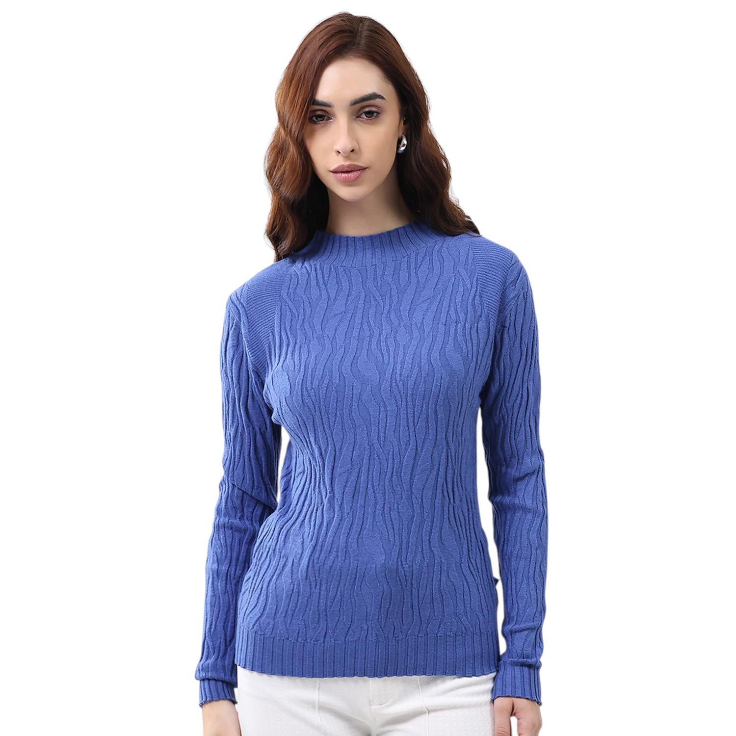 monte carlo Women’s Regular Fit Winter Top | Self Design Pattern | Round Neck | Full Sleeves | Pull On Style | Stylish Warm Winter Fashion Top for Women (Pack of 1)-picture-19