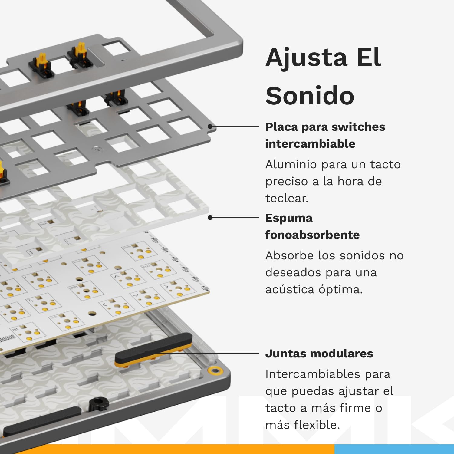 GLORIOUS GMMK 3 Pro 75% Teclado Mecánico Hot Swap QWERTY US | Carcasa de aluminio sólido, juntas modulares adaptables, mecanismos de cinco pines, sistema de amortiguación fonoabsorbente
