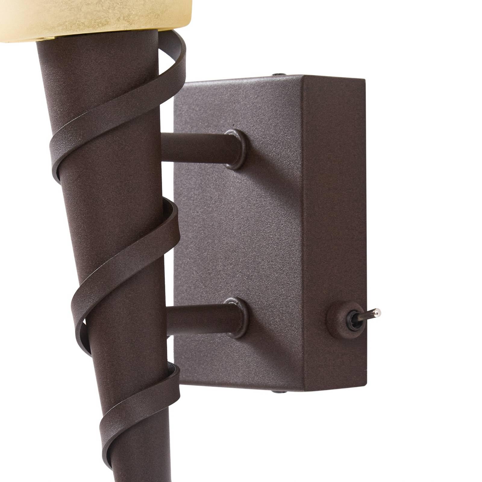 Lindby Glas Wandlampe rostfarben, Wandleuchte innen Wandfackel Uplight Effekt Wandbeleuchtung Wohnzimmer Esszimmer Flur 1x E14 ohne Leuchtmittel