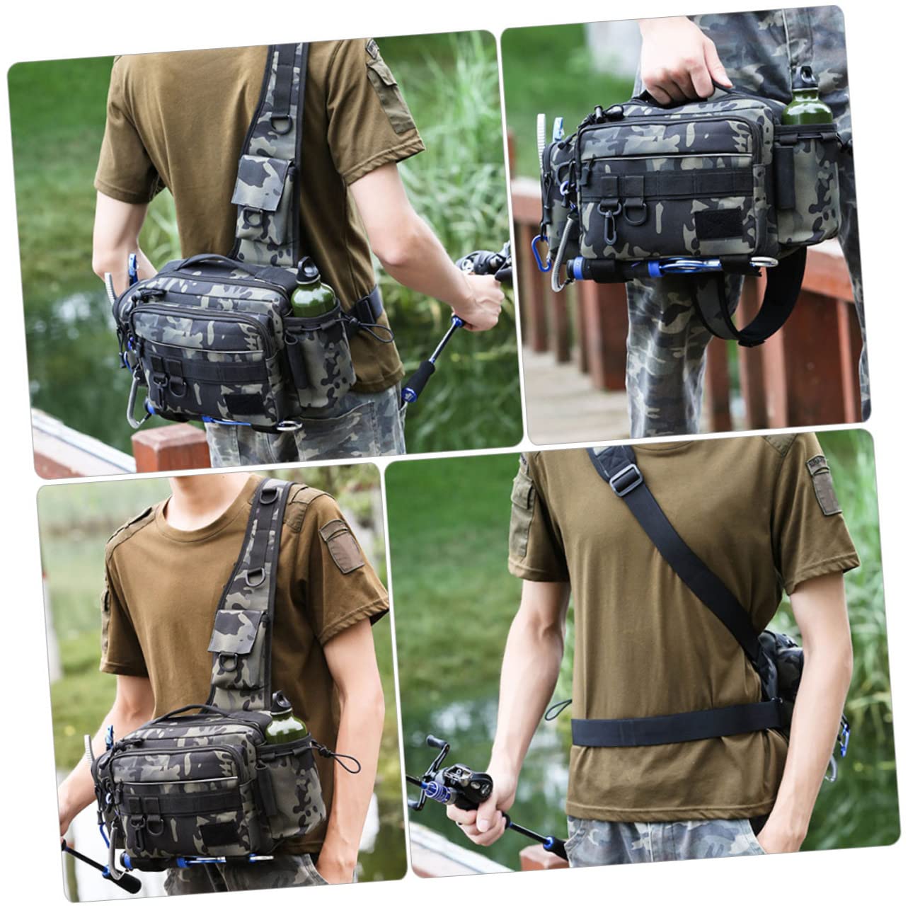 1pieza Bolsa De Pesca De Correa Para Hombro Para Actividades Al Aire Cañas y Accesorios De Pesca Diseño Moderno Camuflaje Nocturno