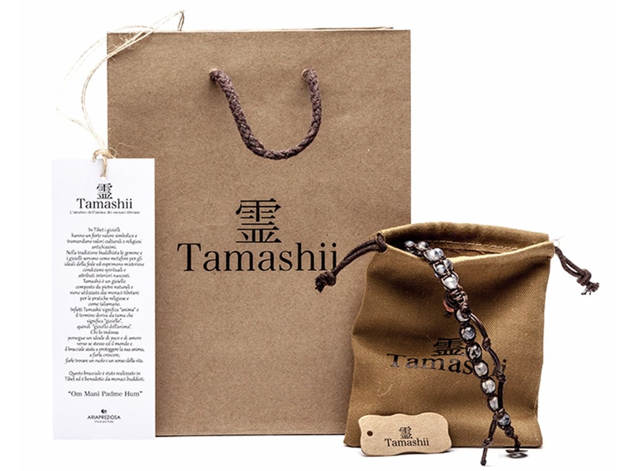 Tamashii Bracciale originale tibetano realizzato con pietre naturali GIADA ROSA