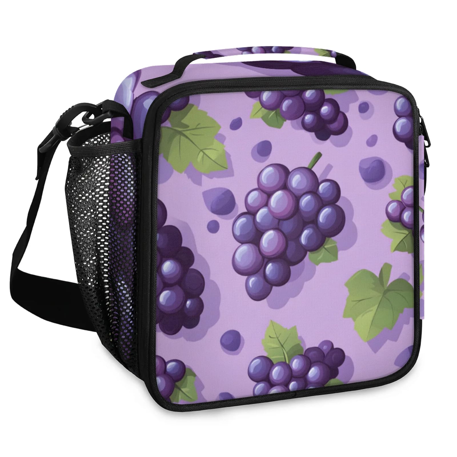 Grape Insulated Lunch Bags Reusable Cooler Lunch Box Freezable Tote Lunch Bag Organizer with Adjustable Shoulder Strap for