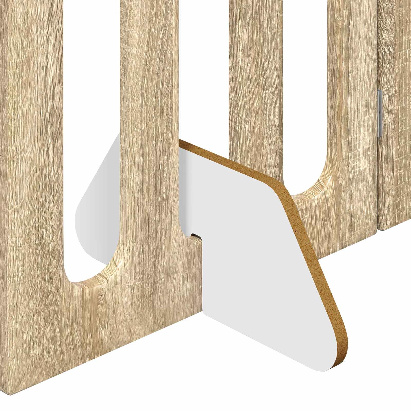 Valla plegable para mascotas de madera de roble Sonoma, 4 piezas, 201 x 38 x 90 cm, con paneles plegables flexibles giratorios 180 grados, protección segura para perros, cachorros, interiores