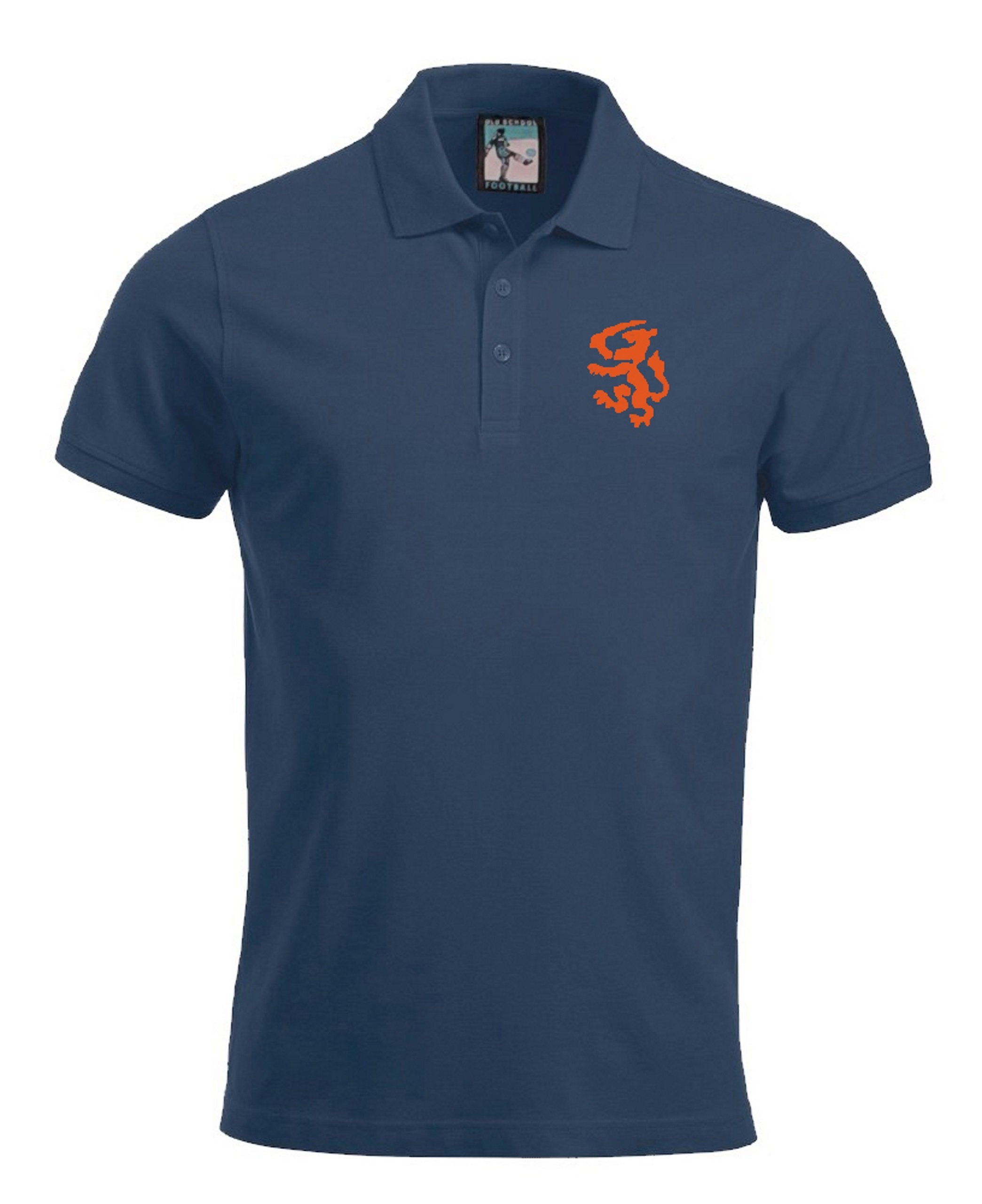 Holland Netherlands 1974 Retro Football Polo Embroidered Logo Navy