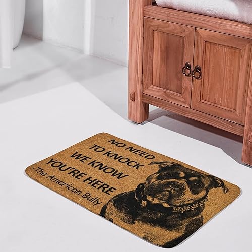 Miniatura 2 de Tapete de puerta con texto en inglés "American Bully", divertido con texto en inglés "We Know You are Here", tapete de puerta de American Bully,