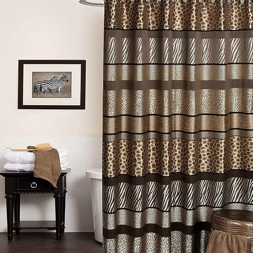 Popular Bath Cortina de ducha con estampado de animales, cortina de ducha de lujo del suroeste, cortina de ducha rústica de diseño único, color