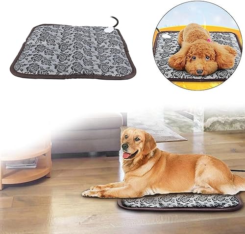 Vista 2 de Almohadilla térmica eléctrica para mascotas, resistente al agua, a prueba de desgarros, con 3 temperaturas ajustables, 17.7 x 17.7 pulgadas, 20 W