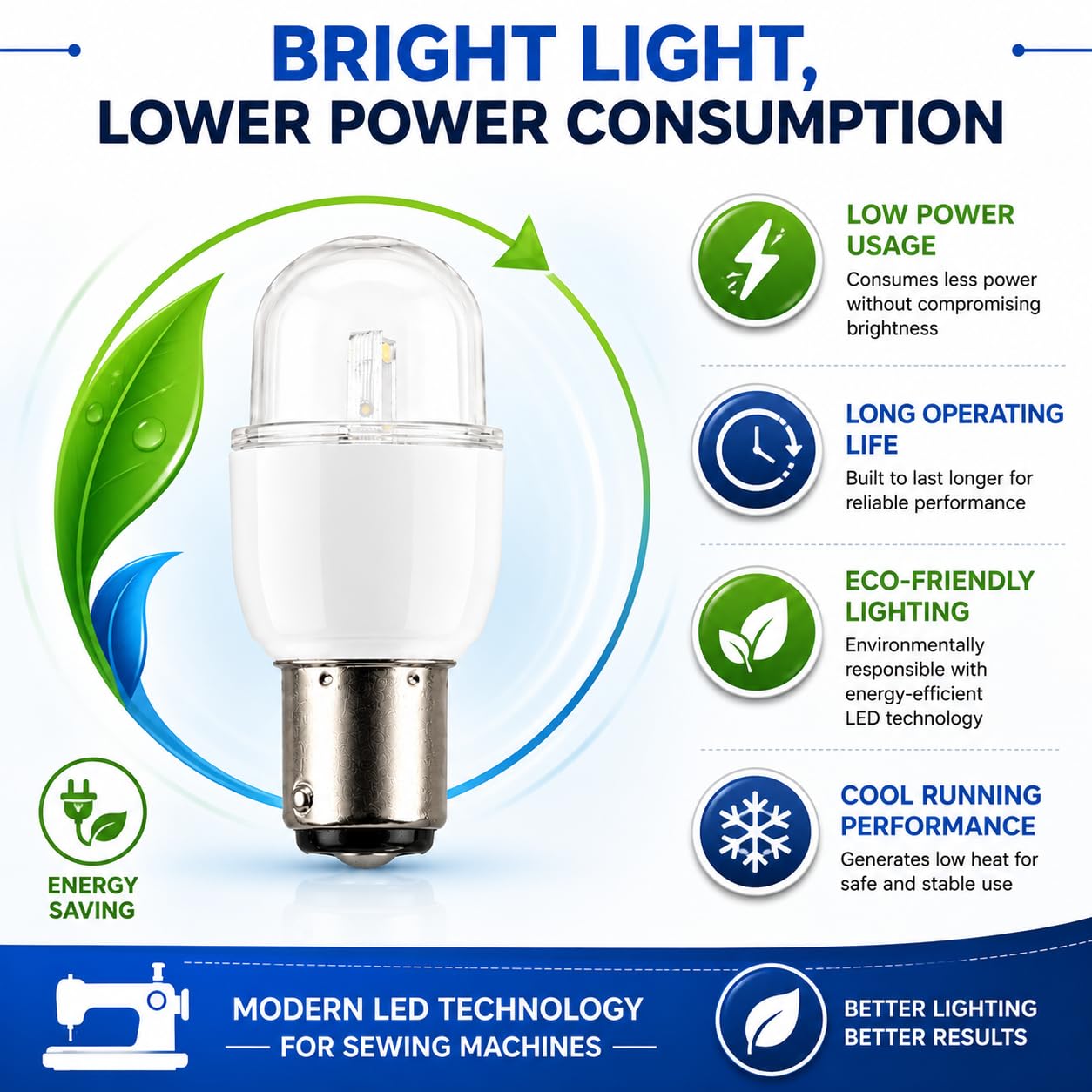 ZENITH Plastic LED Bulb Compatible for Usha Janome Sewing Machines | Pin Type Sewing Machine Light White LED Illumination Easy Installation Sewing Machine Accessory. — Amazon image 8