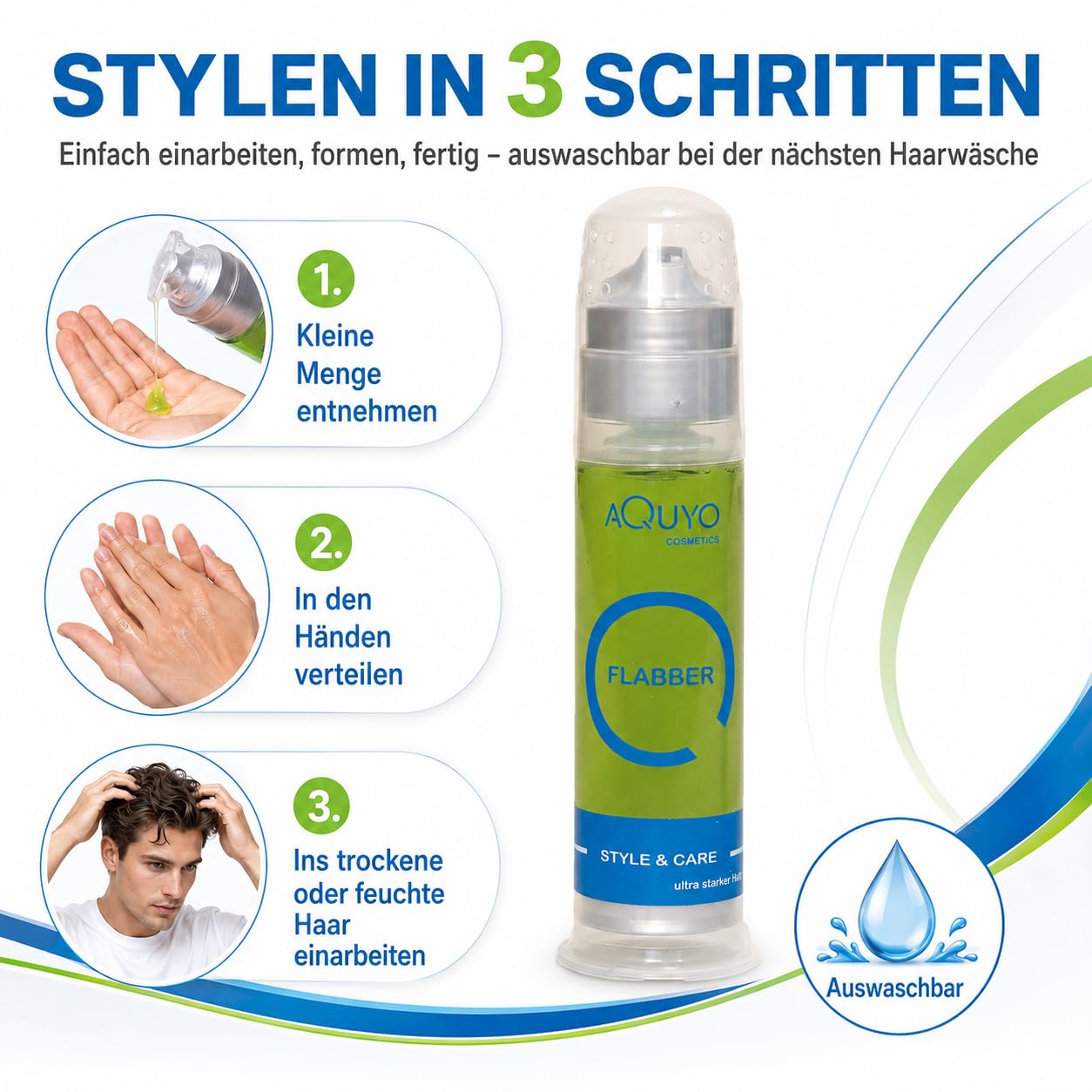 Flabber Haargel extra starker Halt | Styling Gel für perfektes Haarstyling | Haar Gel ultra starker Halt für Männer bringt sofort langanhaltende Form und Glanz ins Haar (6er Pack - 6x 100ml)