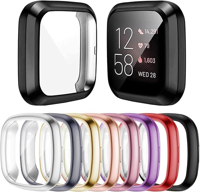 omee 8-Pack Screen Protector Case Compatible with Fitbit Versa 3 & Fitbit Sense,Soft TPU Plated Bumper Full Cover Protective Case for Fitbit Sense & Fitbit Versa 3 Smartwatch