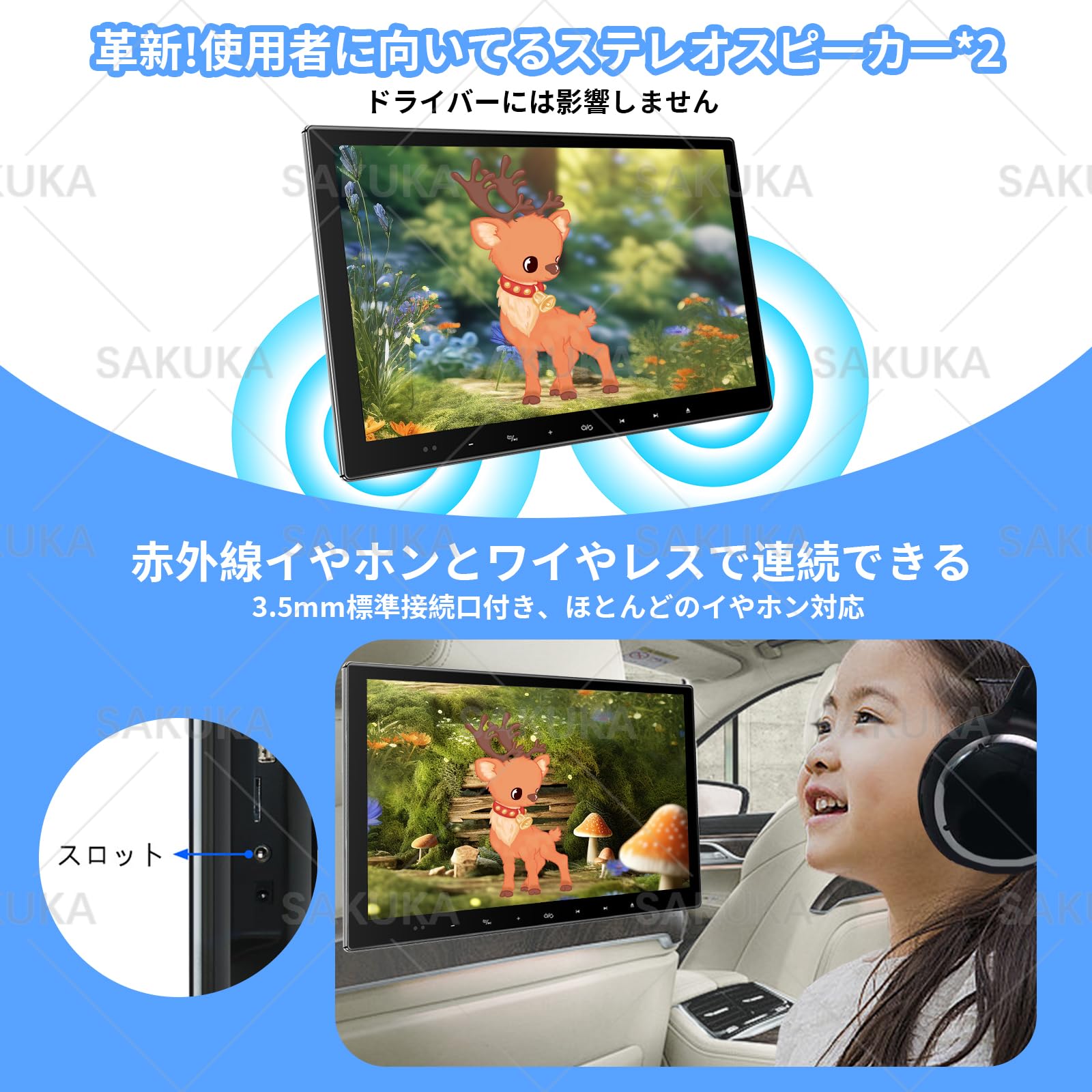 Amazon.co.jp: 【一年保証】 SAKUKA ヘッドレストモニター 13.3インチ
