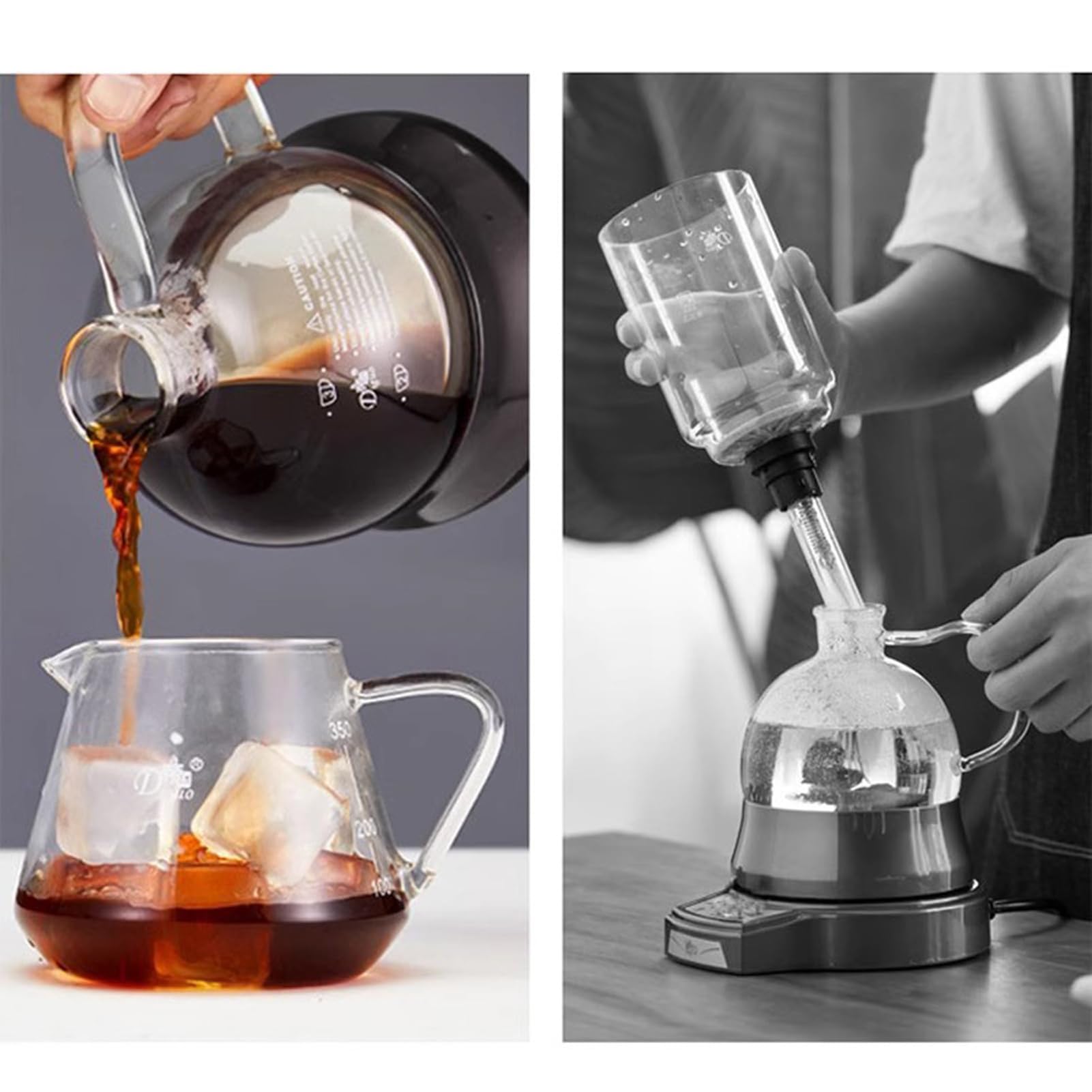 Cafetera De Sifón Eléctrico, Cervecero De Cafetera Sifón con Un Temporizador De Autos Y Una Olla De Vidrio De 400 Ml, Extracción De 60s, 2 Máquina De Café De Vacío Ajustable para Amantes del