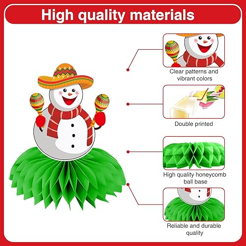 Miniatura 4 de 12Pcs Feliz Navidad Decorations Honeycomb Centerpieces, Mexican Christmas Decorations Spinish Table Decorations, Feliz Navidad Christmas
