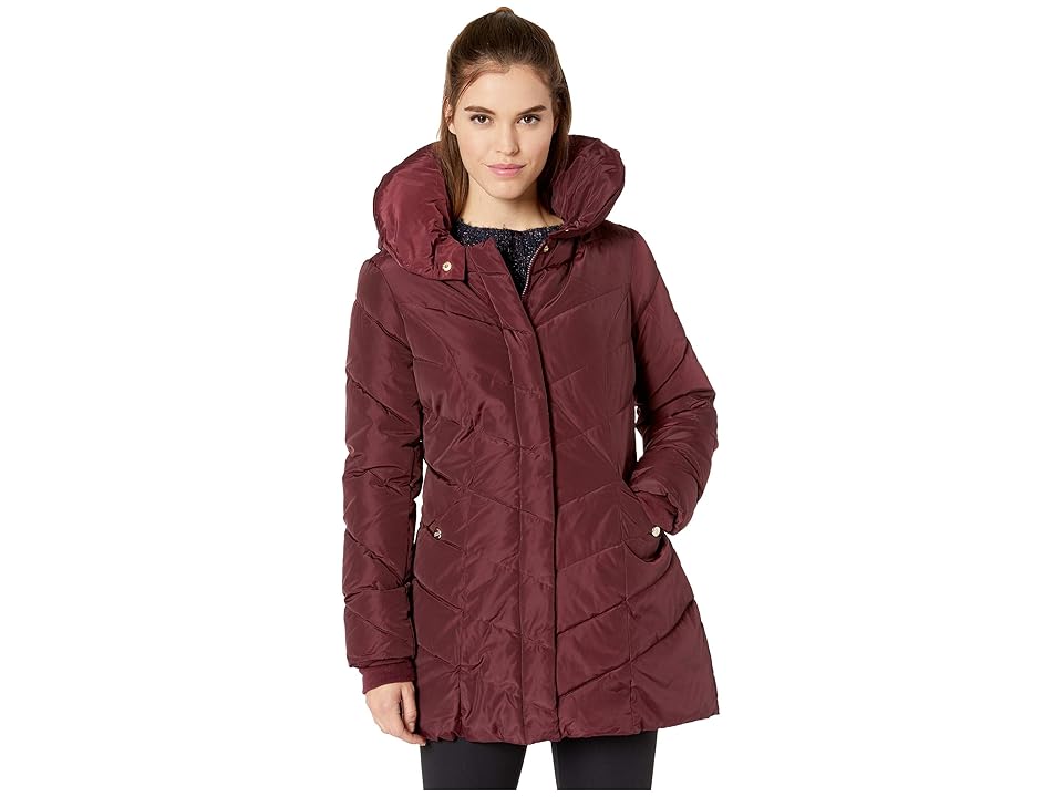 

Steve Madden Mid-Length Puffer (Merlot) Women's Coat