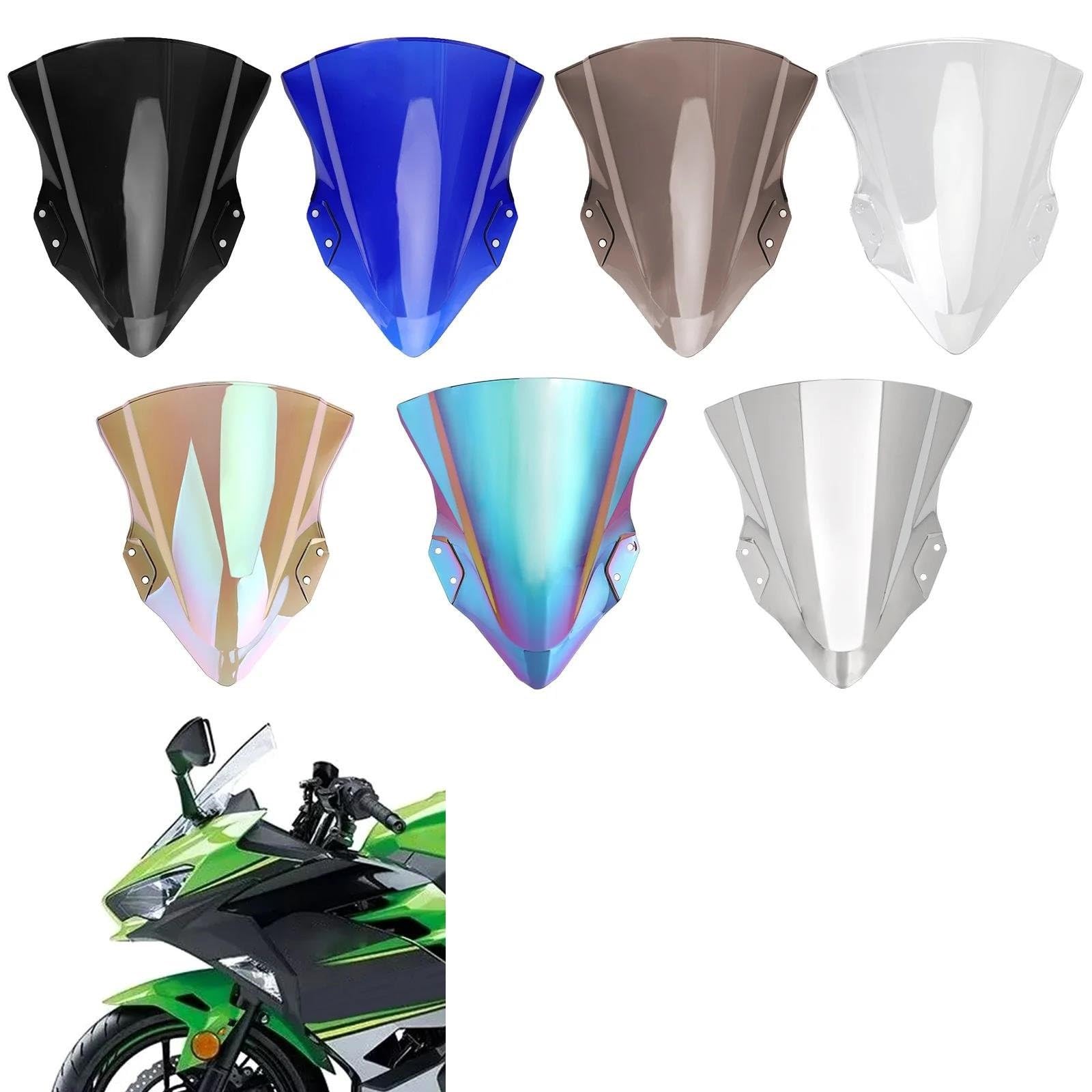 Visière De Carénage Pare-Brise pour Moto pour Kawasaki pour Ninja 250/400 (2018-2024) Déflecteur De Vent, Bulle Et Spoiler Moto Bulle(Fumée)