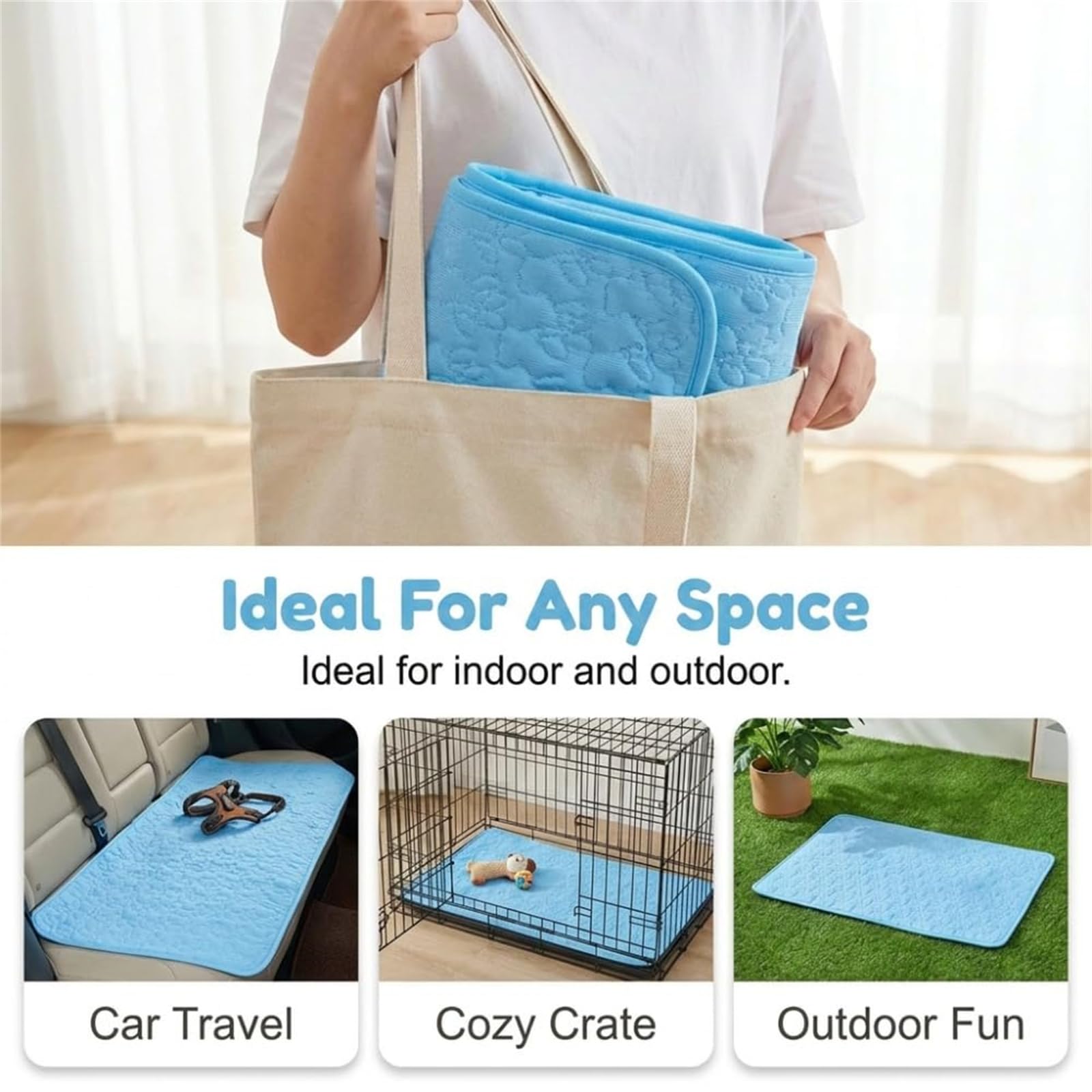 Kühlmatte Hund Katze, Kühlmatte Selbstkühlend für Katzen Hunde Kühldecke | Sommer Hundematte Bett Katzenkühlmatte Atmungsaktiv Tragbare Waschbar Kühlkissen Pet Cooling Mat für Hause Auto Reisen